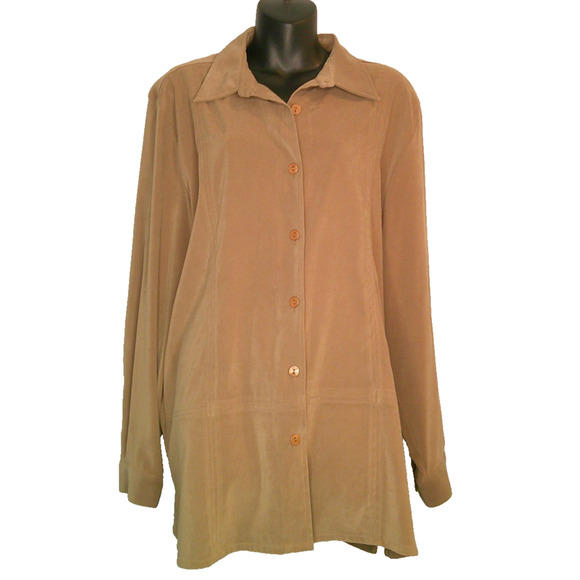 Christopher & Banks Women's XL Button-down Olive/Tan, Jacket Closet Staple - Picture 2 of 6
